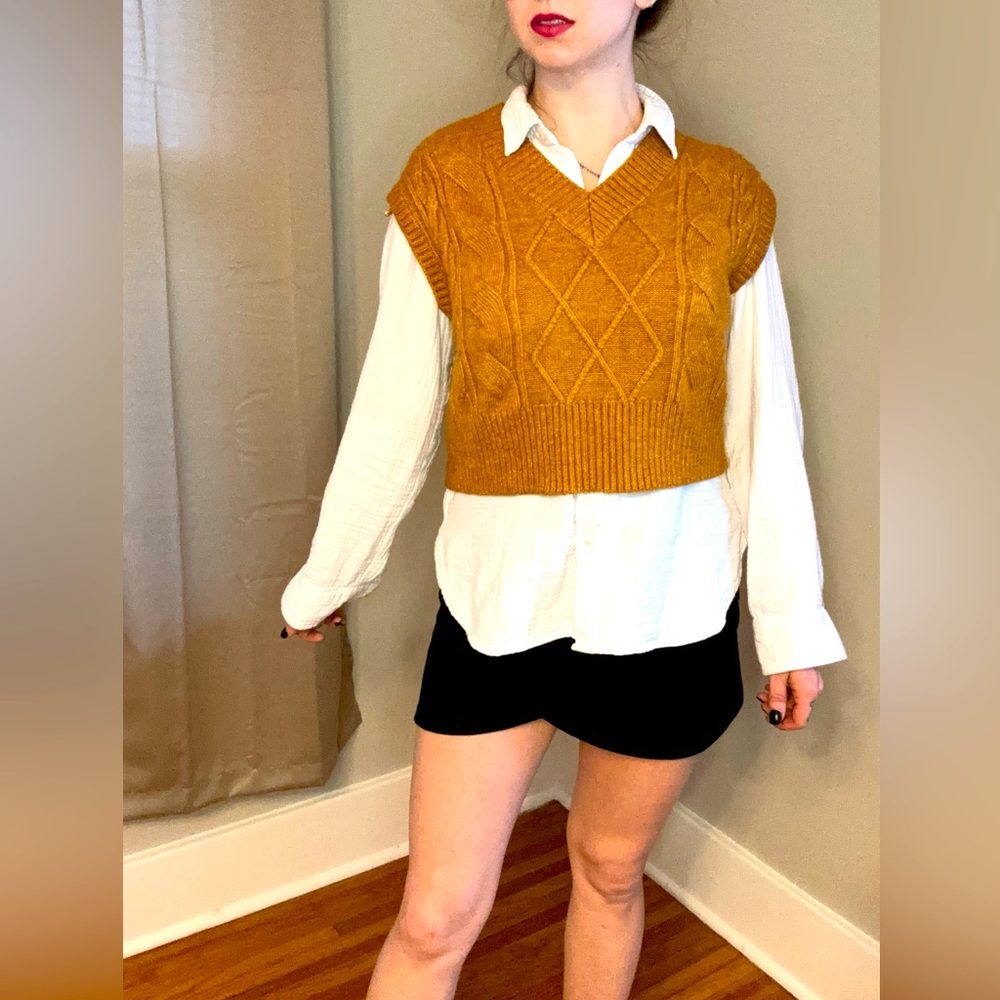 Sincerely Jules mustard knit sweater vest